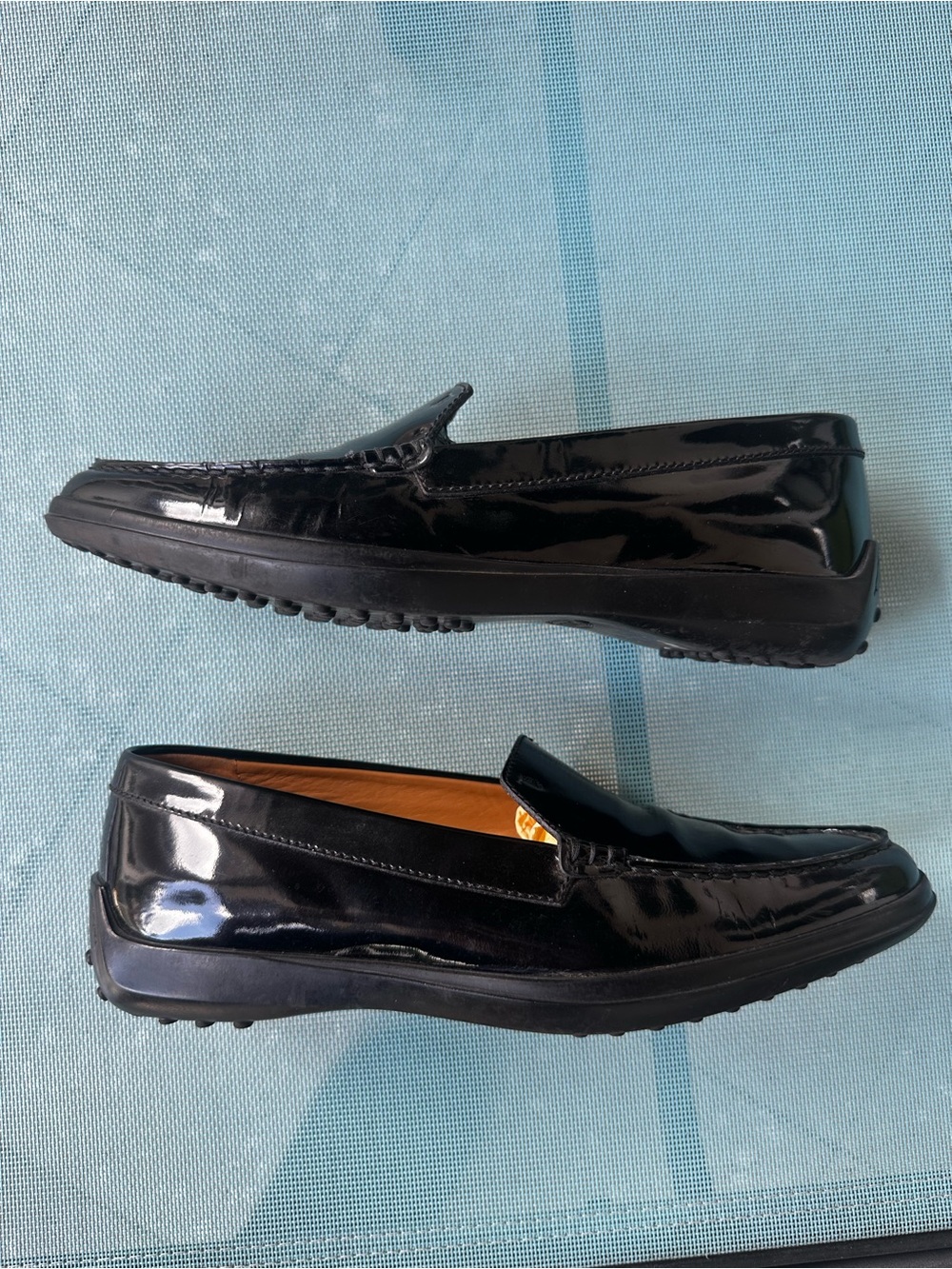 Tod's Black Patent Leather Slip-On Driving Loafers